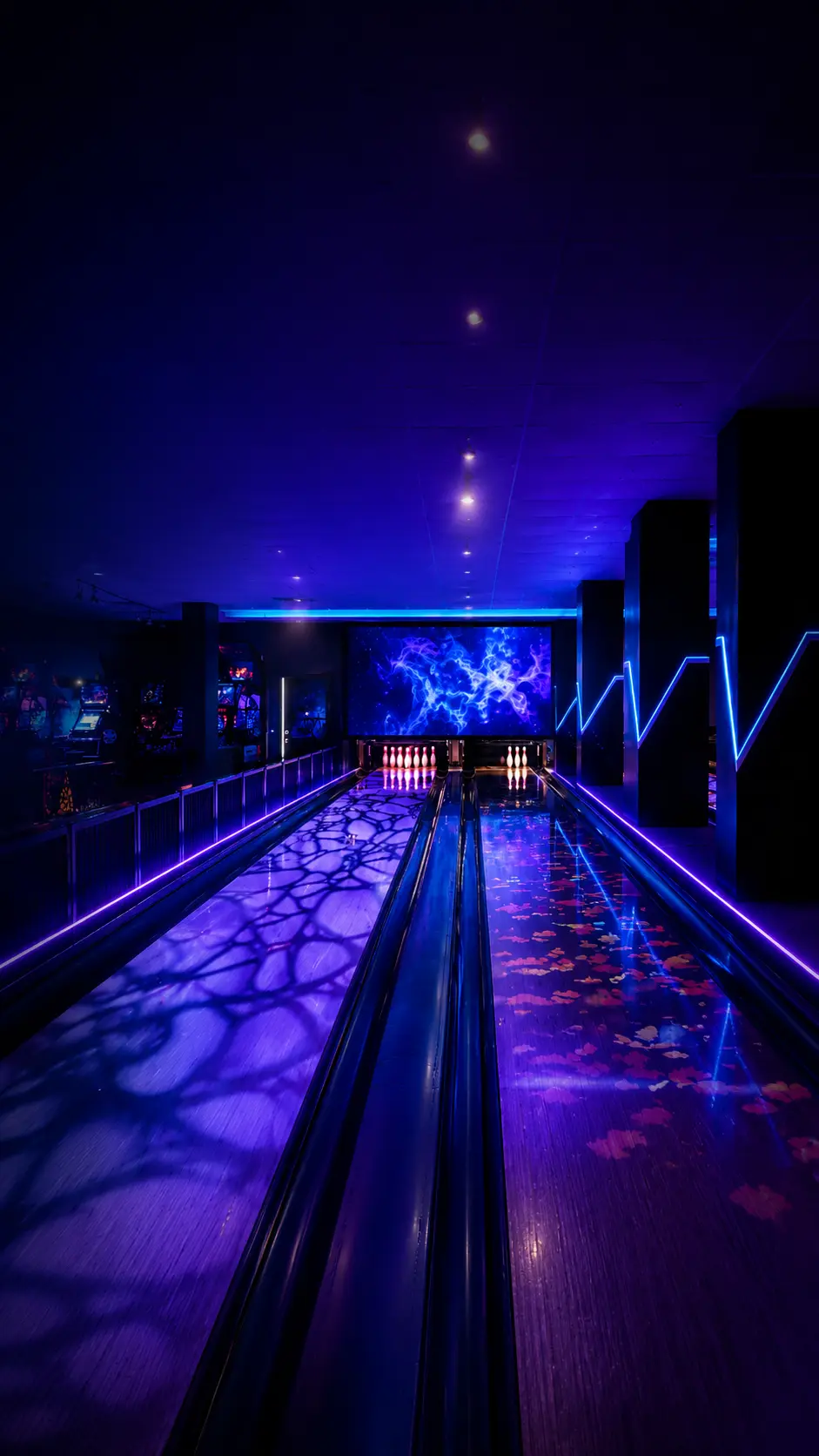Game Xtreme interactive bowling lanes with neon projections in Hyderabad