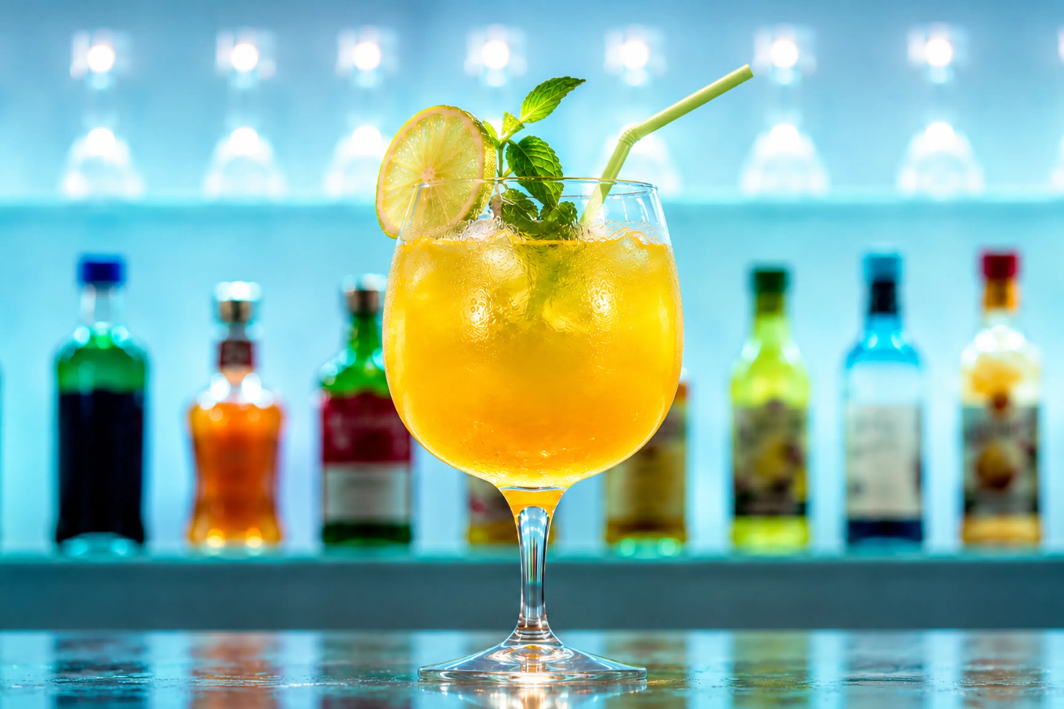 Mango Julep mocktail with mint and lime garnish