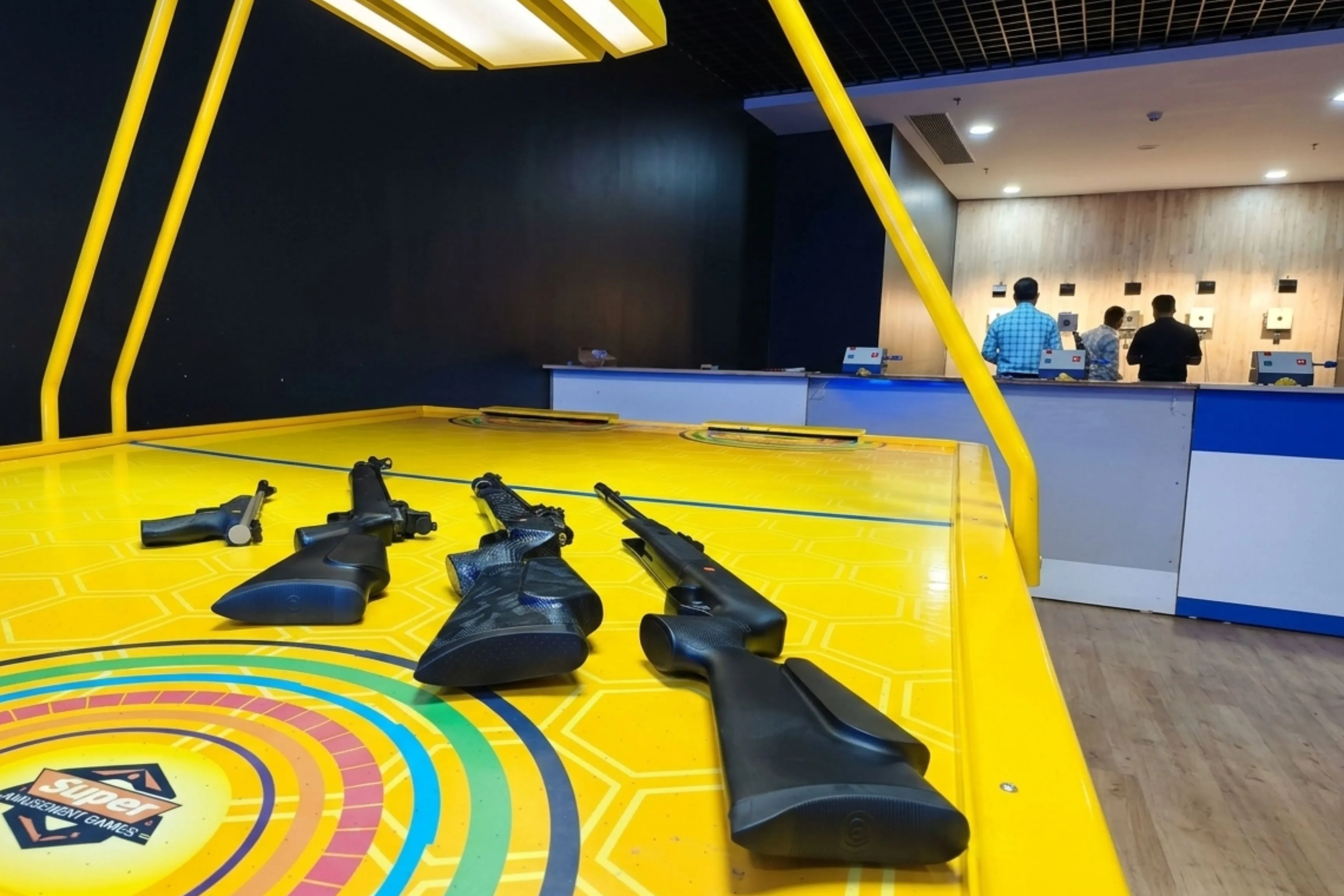 Target wall and lane lighting inside Game Xtreme shooting range