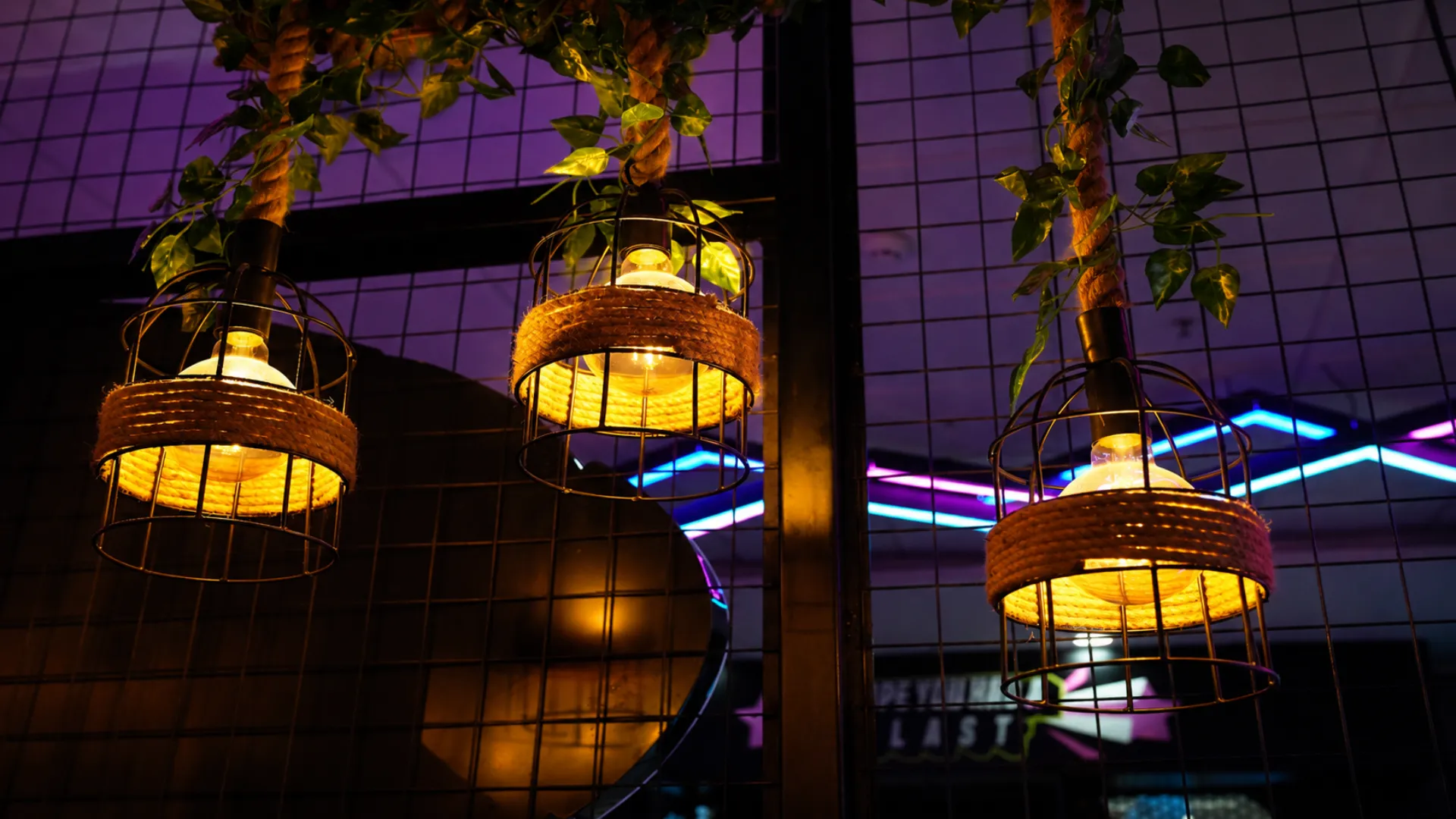 Neon pendant lights at Game Xtreme